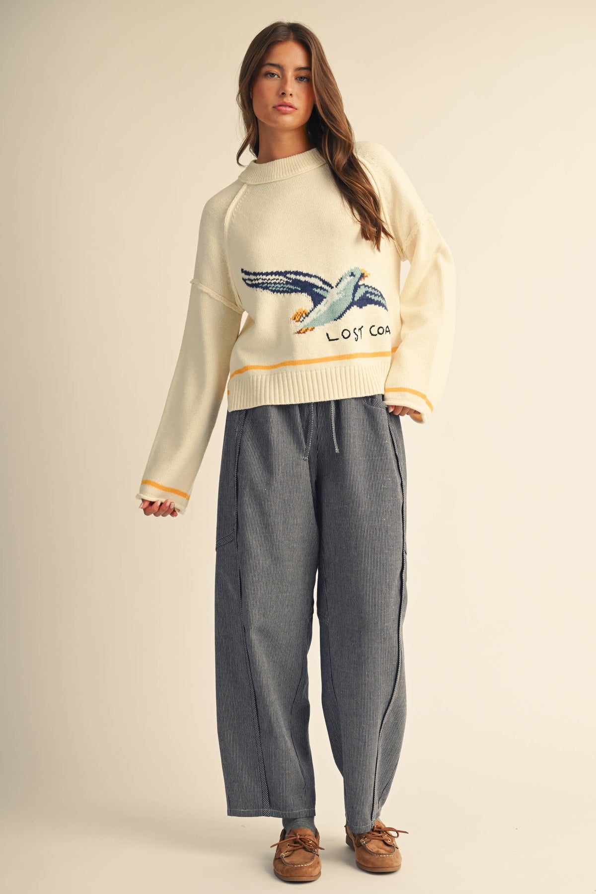 Coastal Seagull Graphic Sweater