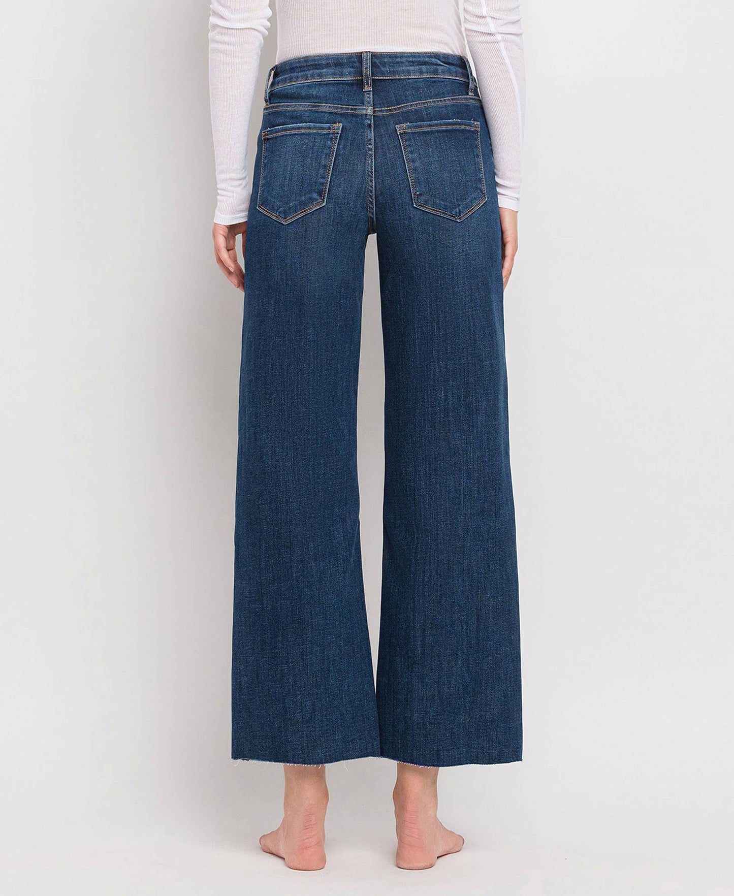 Tummy Control Mid Rise Dark Wash Wide Leg Jeans