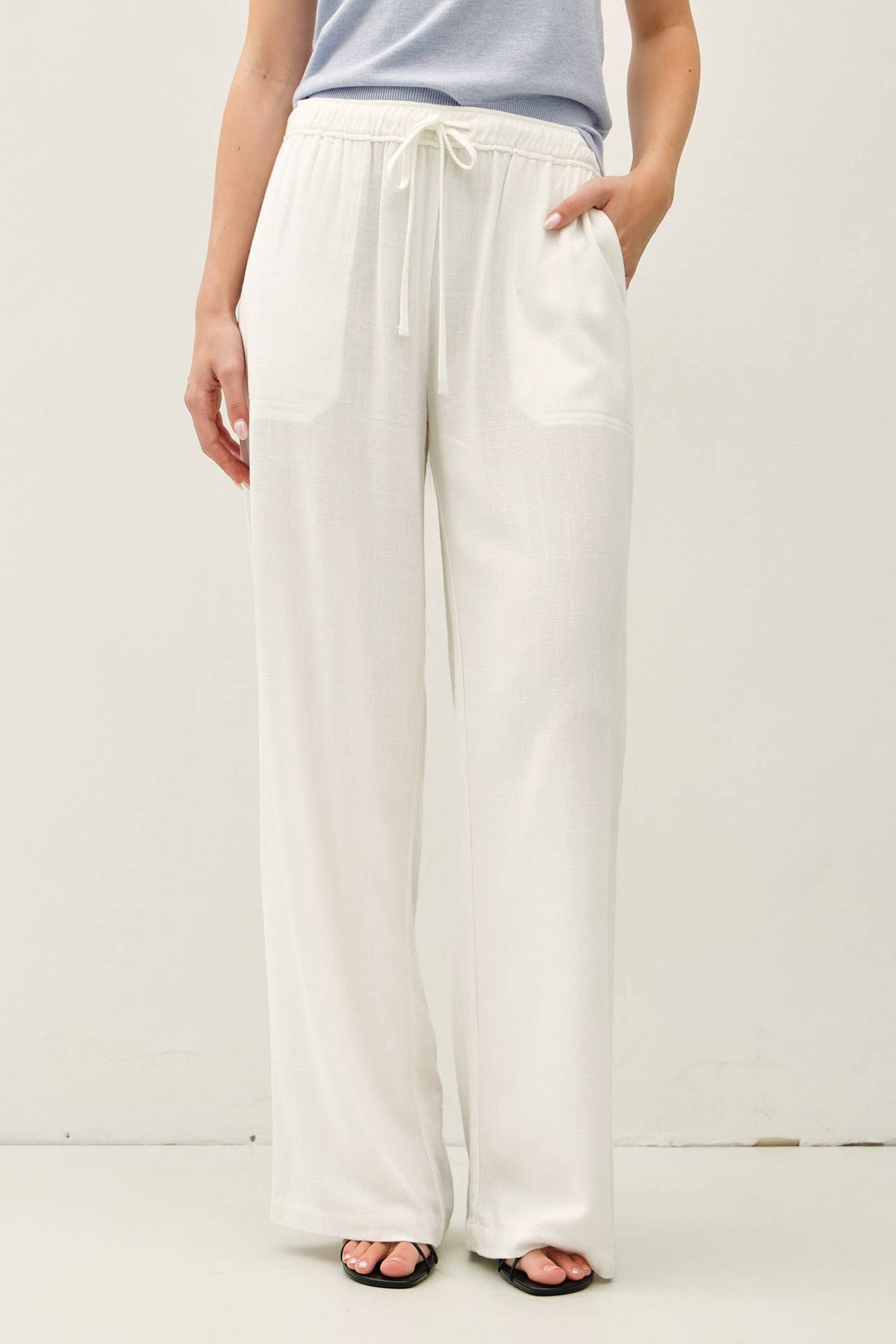 Linen Blend Wide Leg Pants