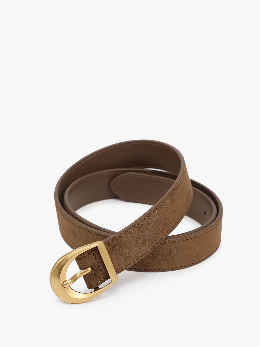 Brown Suede Antique Buckle Belt