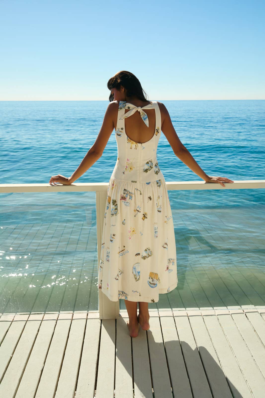 Boat Neck Drop Waist Midi Dress