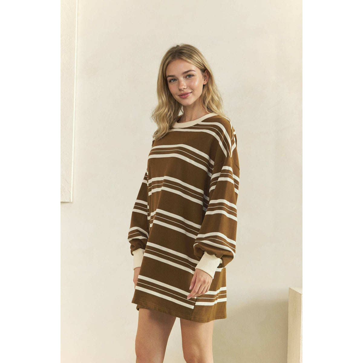 Coastal Breeze Stripe Sweatshirt Dress