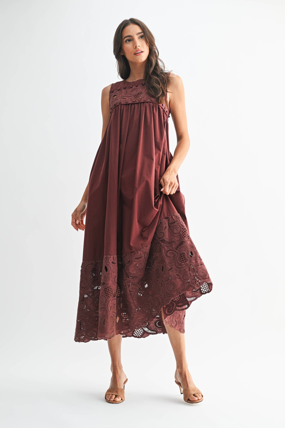 Boho Maxi Dress with Lace Details