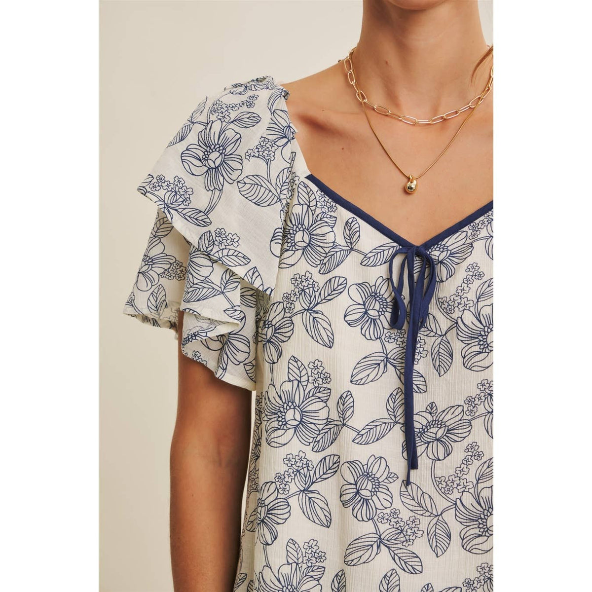 Sunlit Escapes Floral Ruffle Top