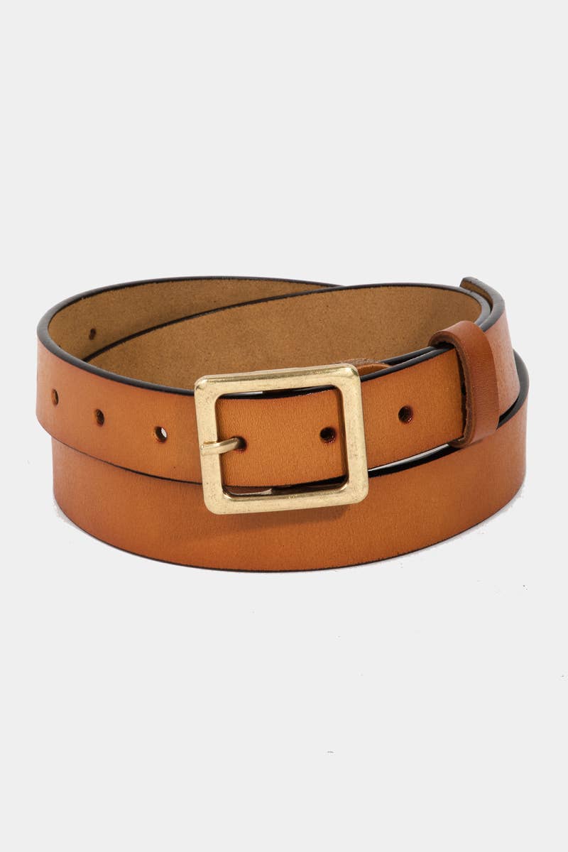 Square Buckle Leather Belt