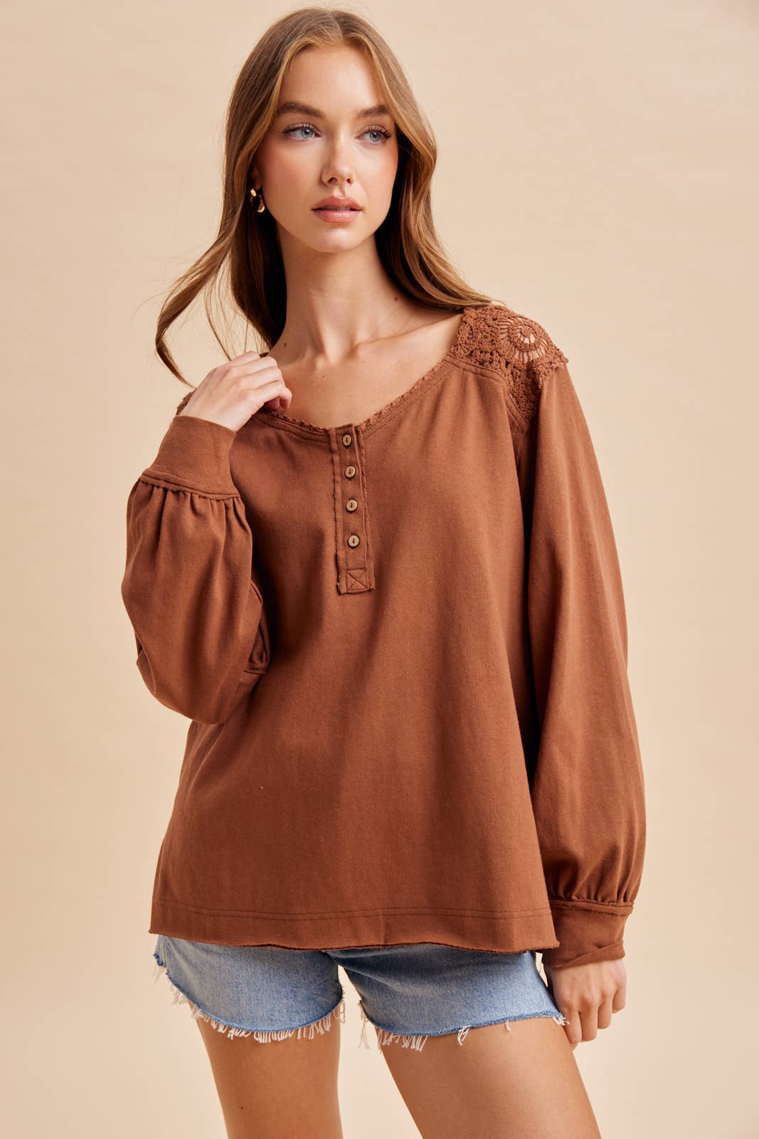 Vintage Wash Crochet Lace Top