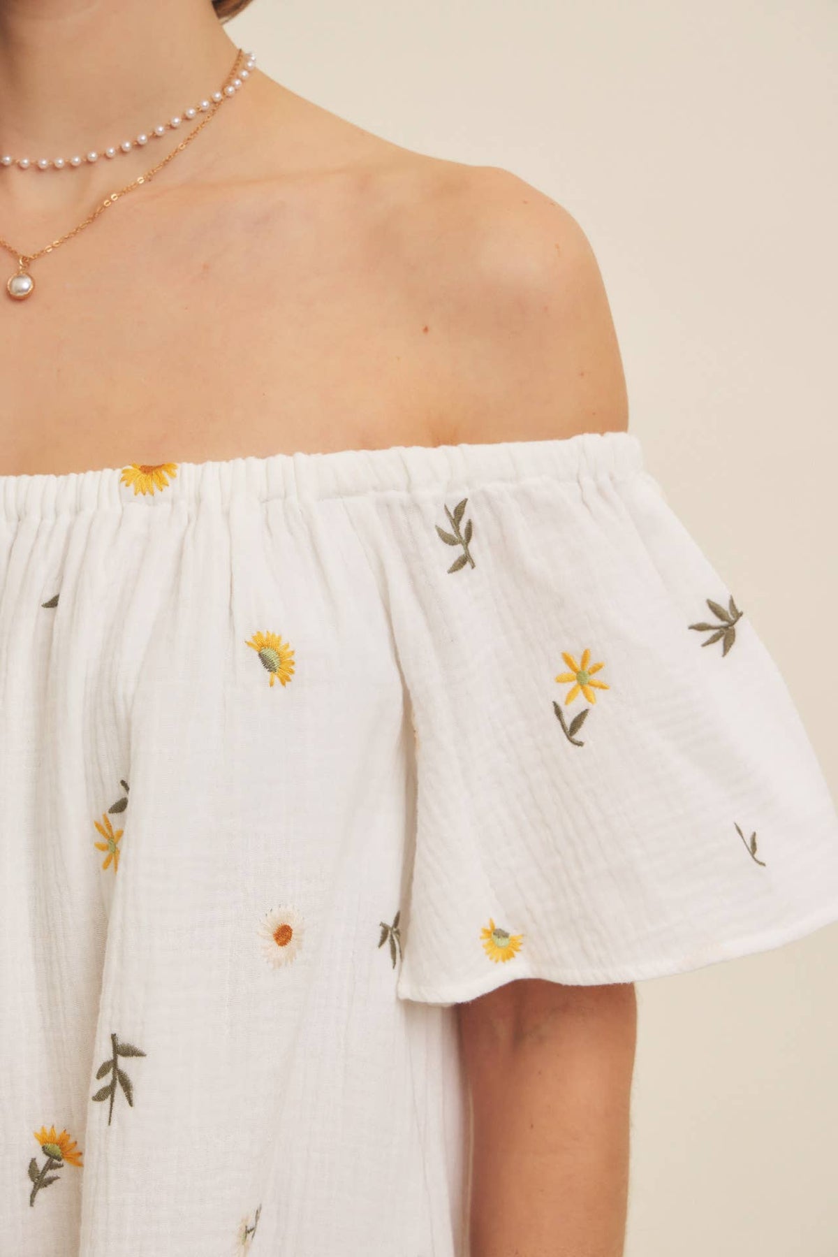 Embroidered Cotton Gauze Mini Dress