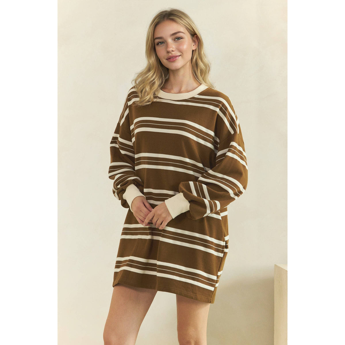 Coastal Breeze Stripe Sweatshirt Dress