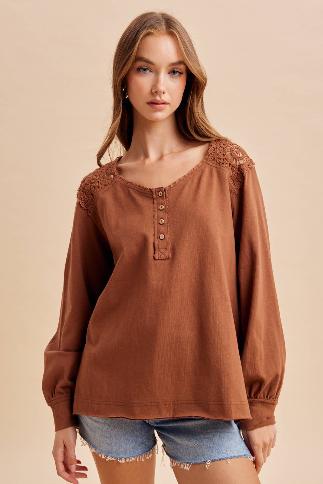 Vintage Wash Crochet Lace Top
