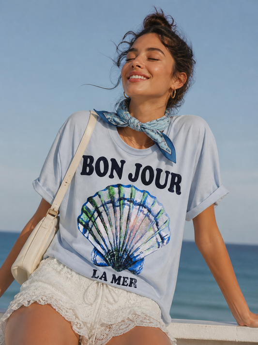 Bonjour La Mer Coastal Graphic Tee