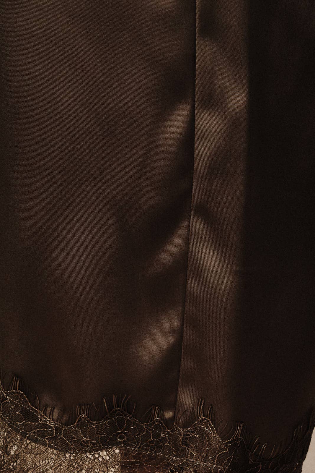 Satin Lace Trim Wide Leg Pants