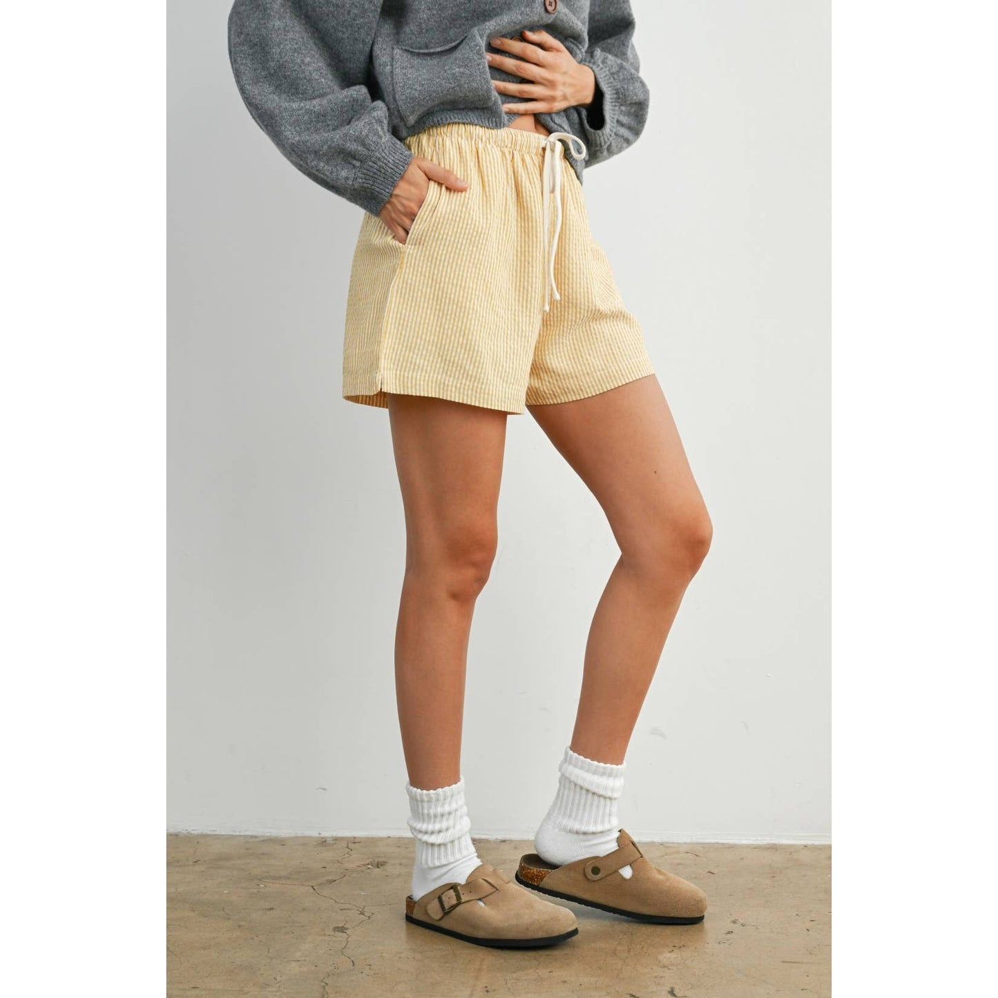Casual Striped Drawstring Shorts