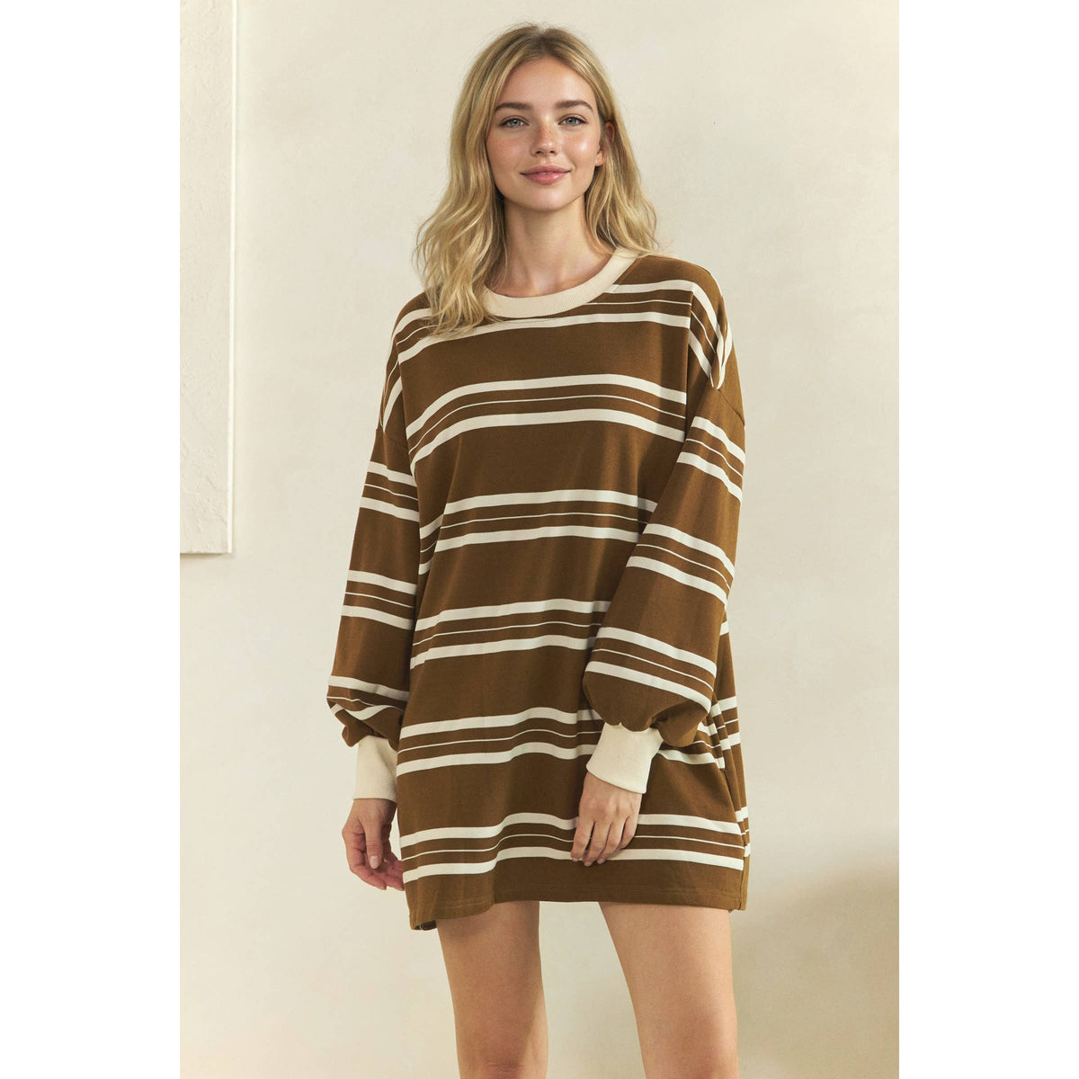 Coastal Breeze Stripe Sweatshirt Dress