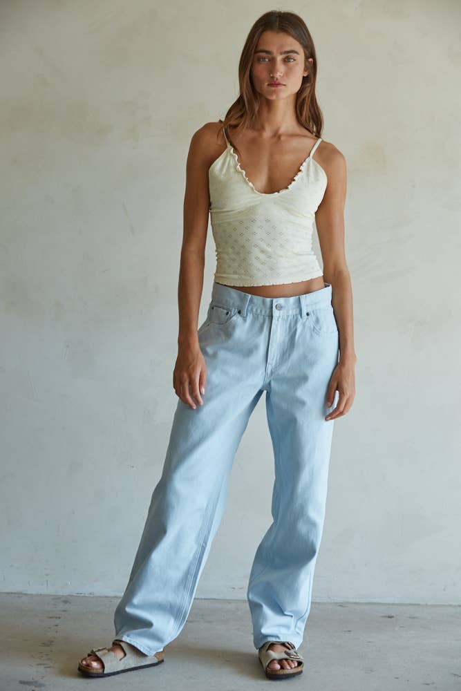 Light Blue Straight Leg Jeans