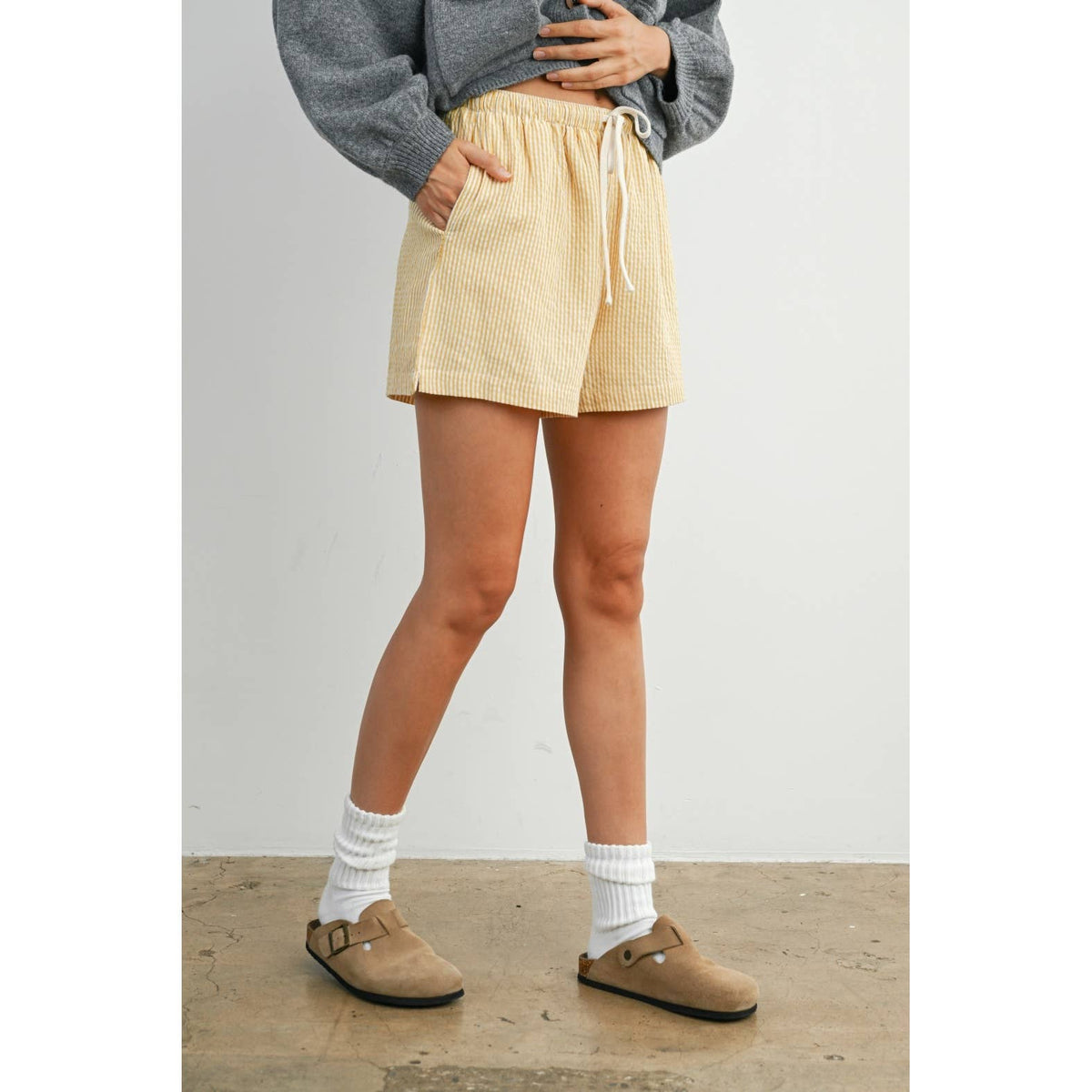 Casual Striped Drawstring Shorts