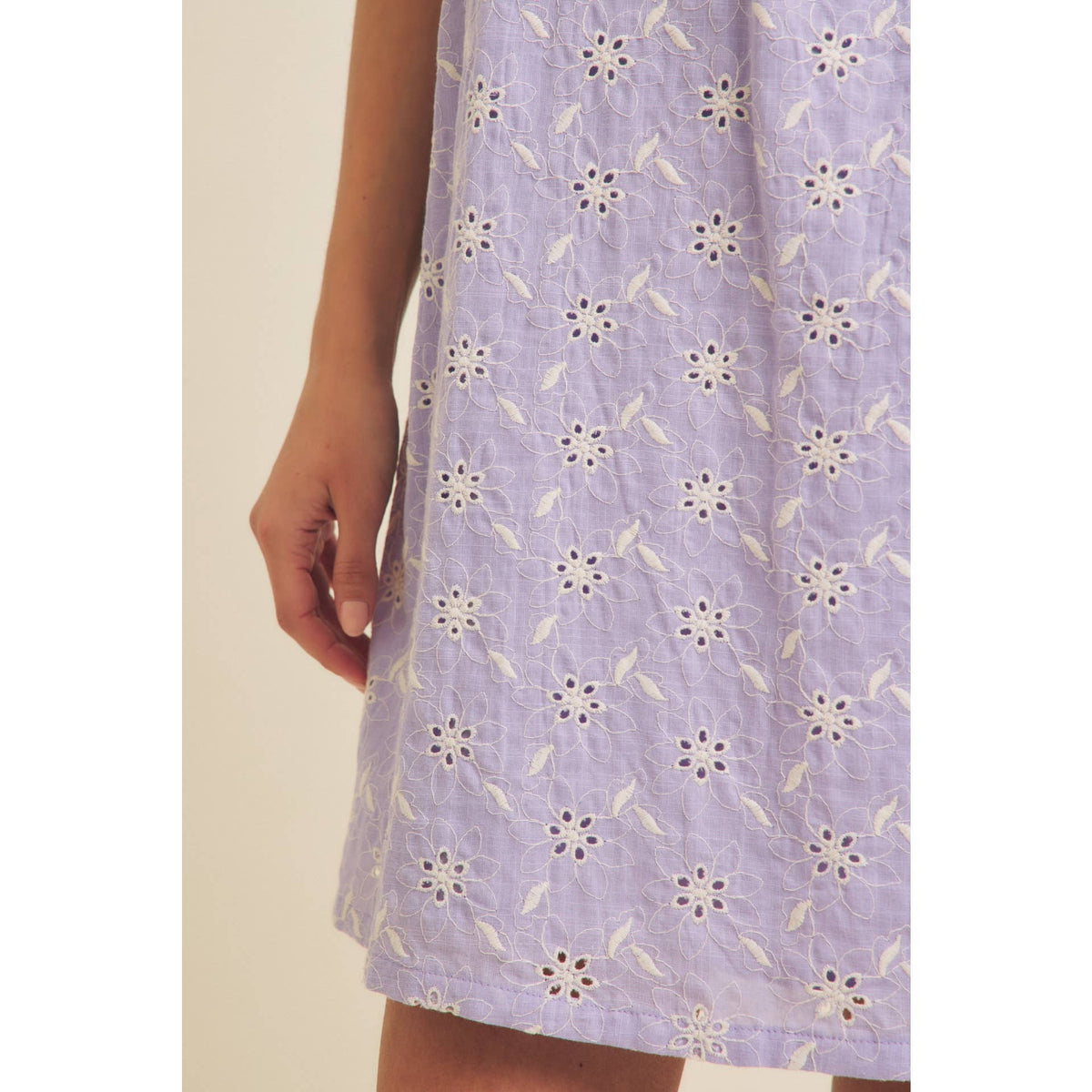 Floral Embroidered Cotton Mini Dress