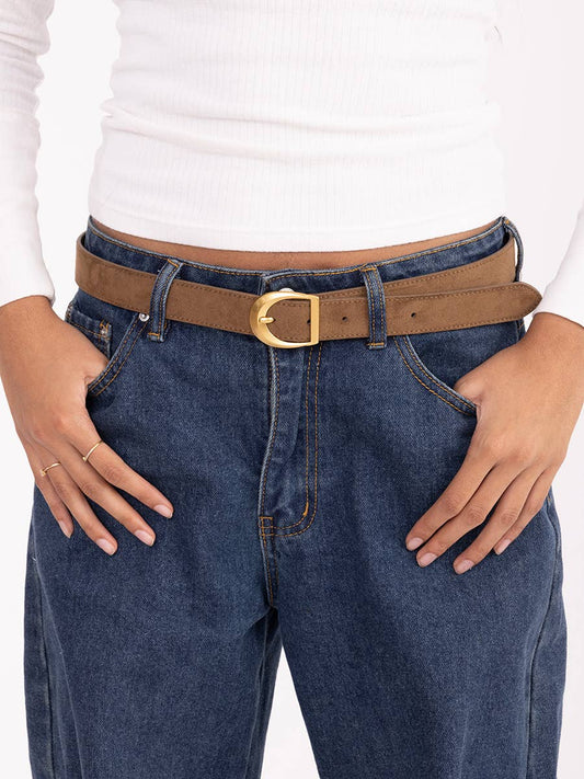 Brown Suede Antique Buckle Belt