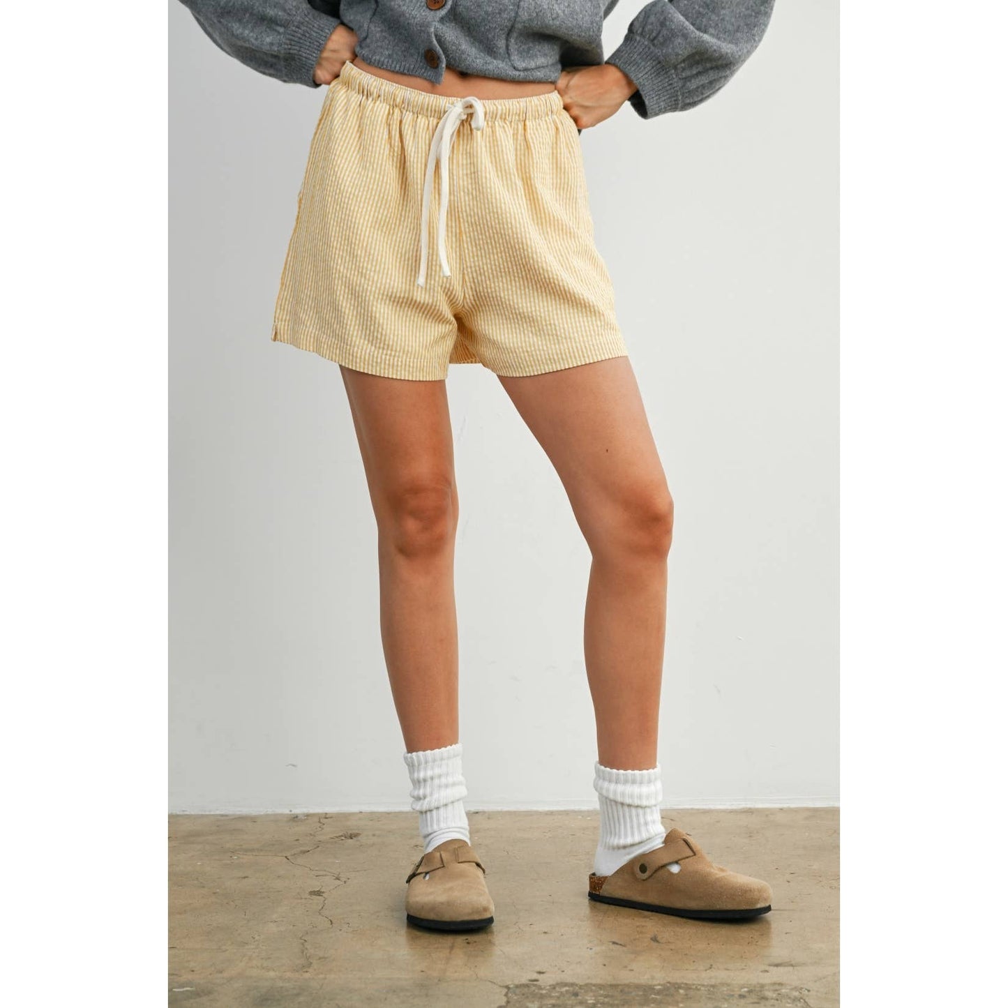 Casual Striped Drawstring Shorts