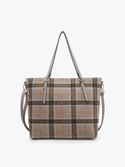 Ingrid Plaid Zipper Tote