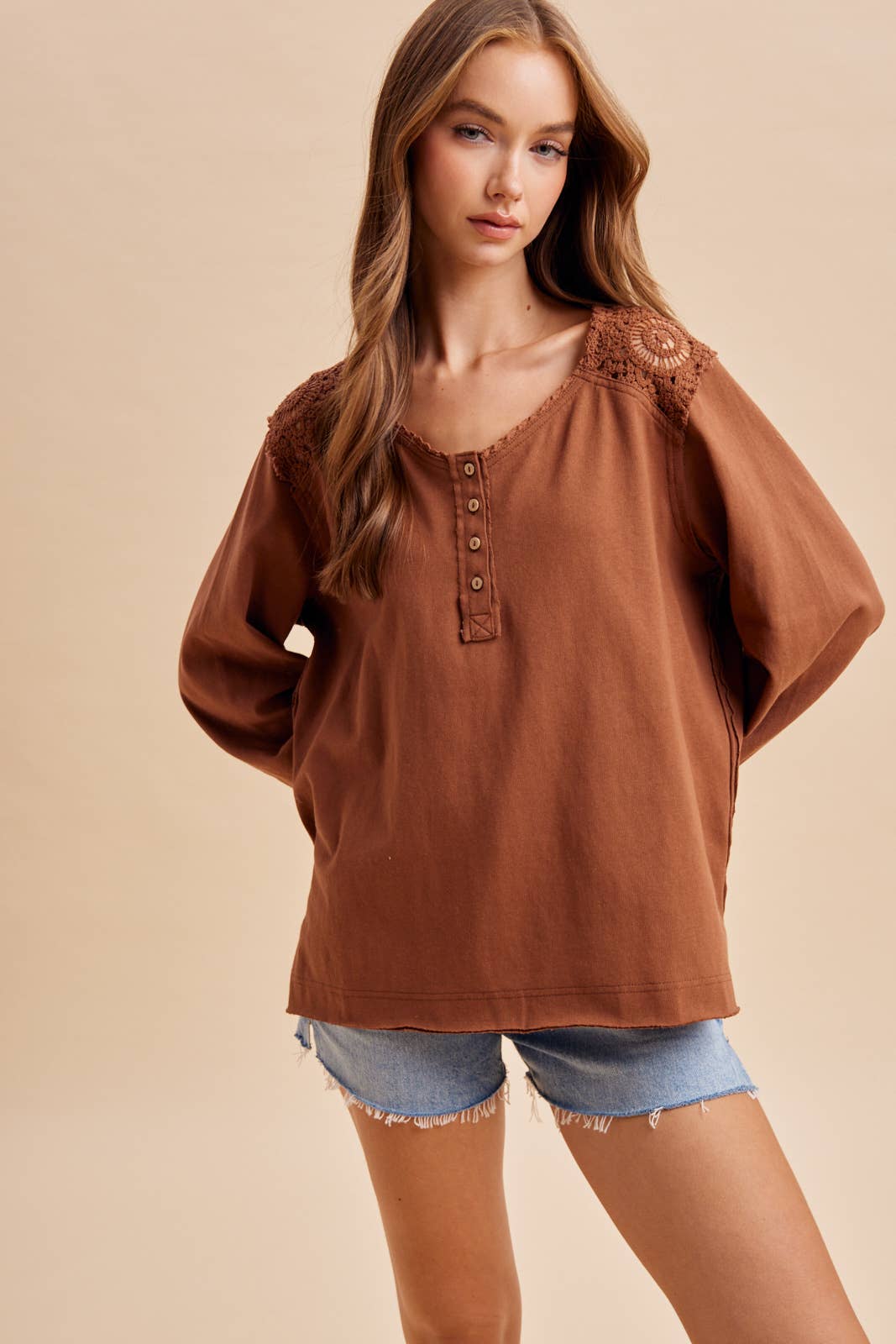 Vintage Wash Crochet Lace Top