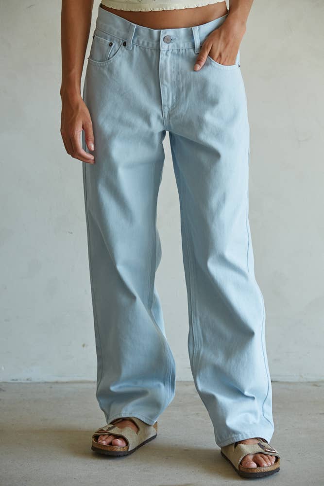 Light Blue Straight Leg Jeans