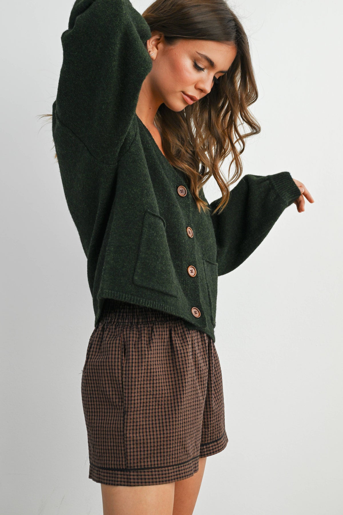 Elastic High-Waisted Trimmed Shorts