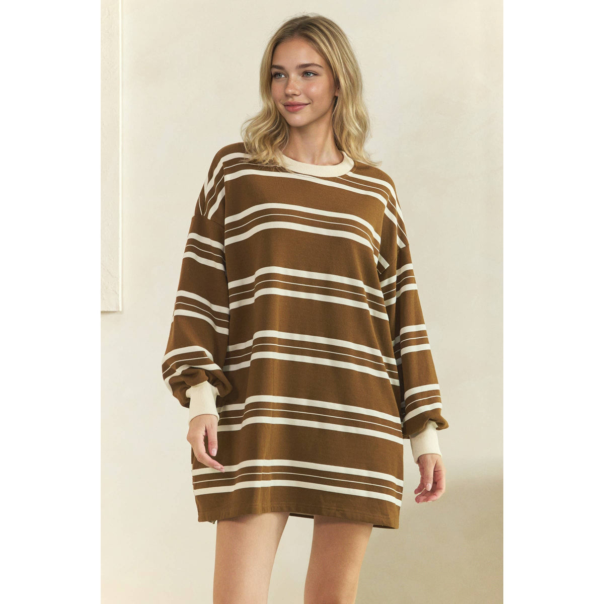 Coastal Breeze Stripe Sweatshirt Dress