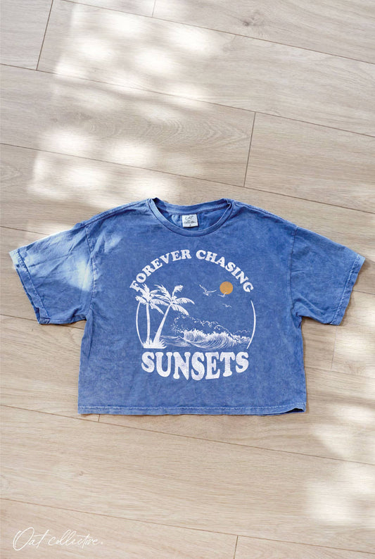 Forever Chasing Sunsets Cropped Graphic Tee