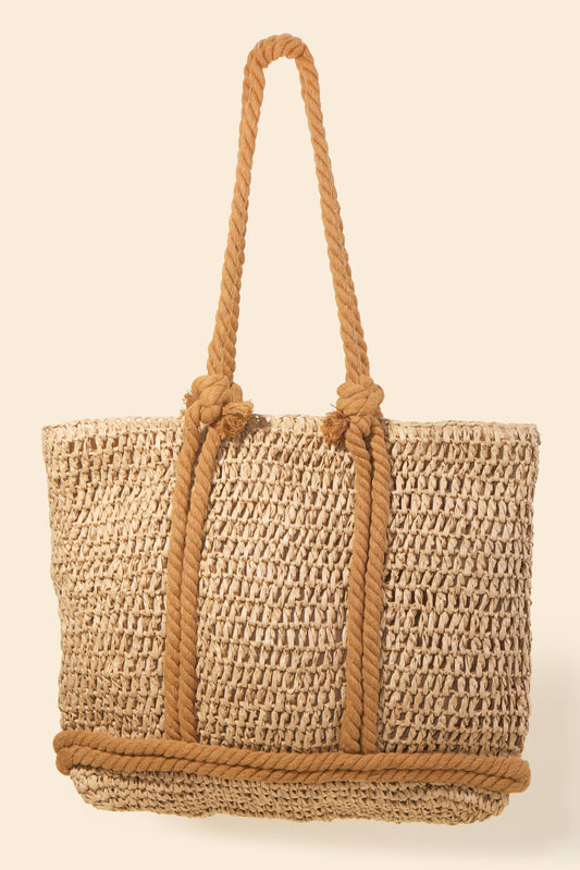 Straw Tote Bag With Rope Handles