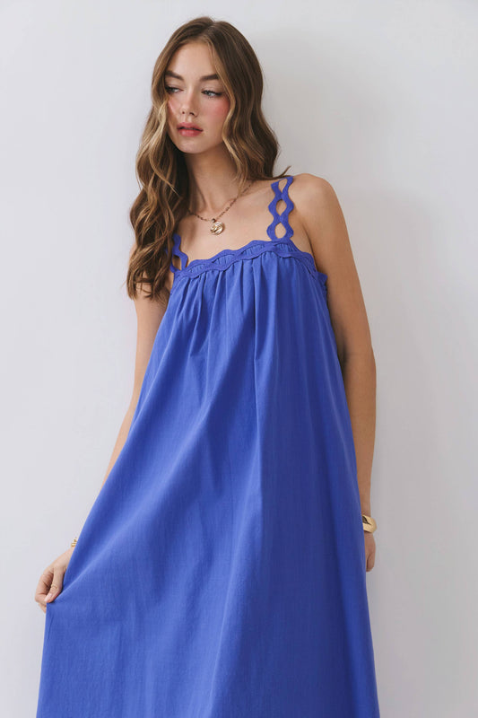 Scallop Strap Midi Dress