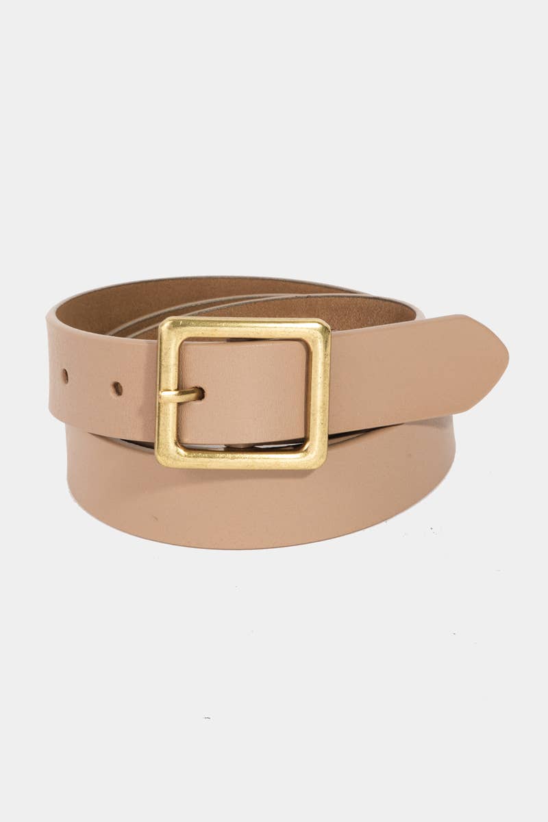 Square Buckle Leather Belt