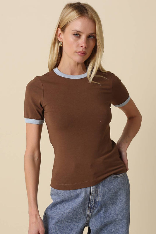 Ivy Contrast Trim Crewneck Tee