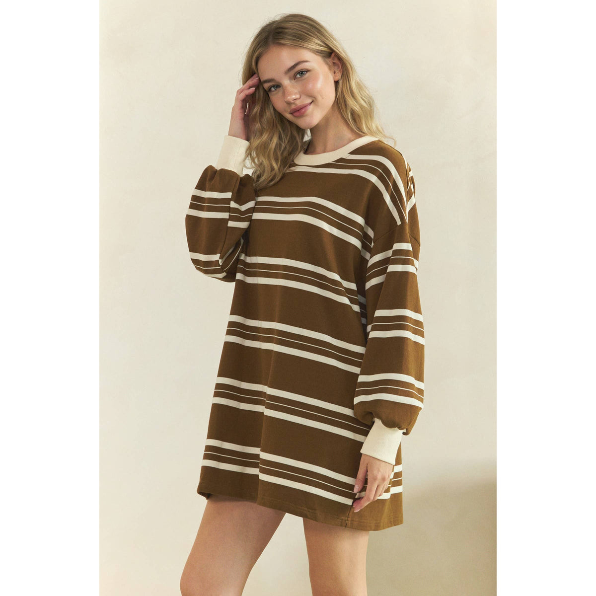 Coastal Breeze Stripe Sweatshirt Dress