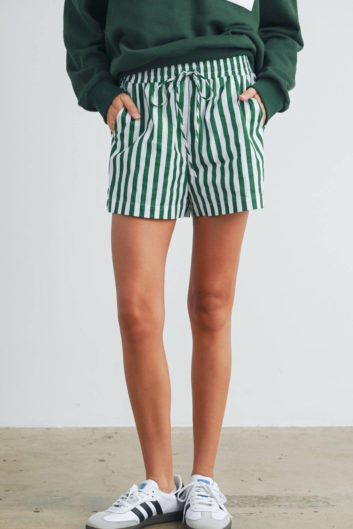 Striped Drawstring Pocket Boxer Shorts