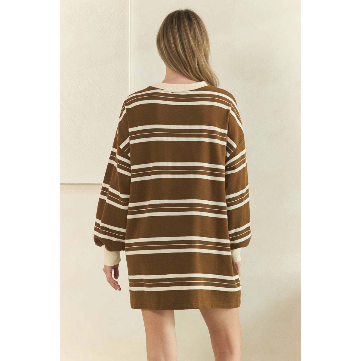 Coastal Breeze Stripe Sweatshirt Dress
