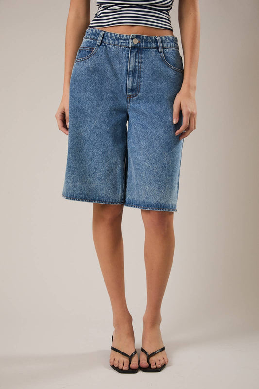 Washed Denim Bermuda Shorts