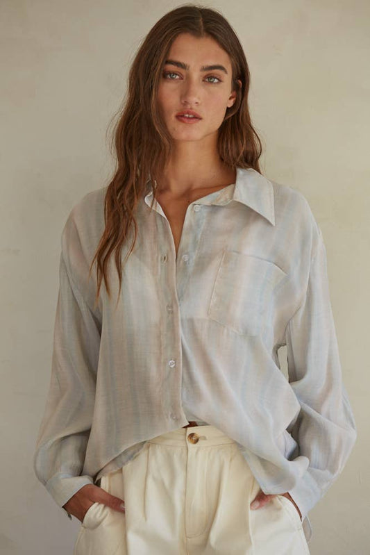 Coastal Blue Stripe Button-Down Shirt
