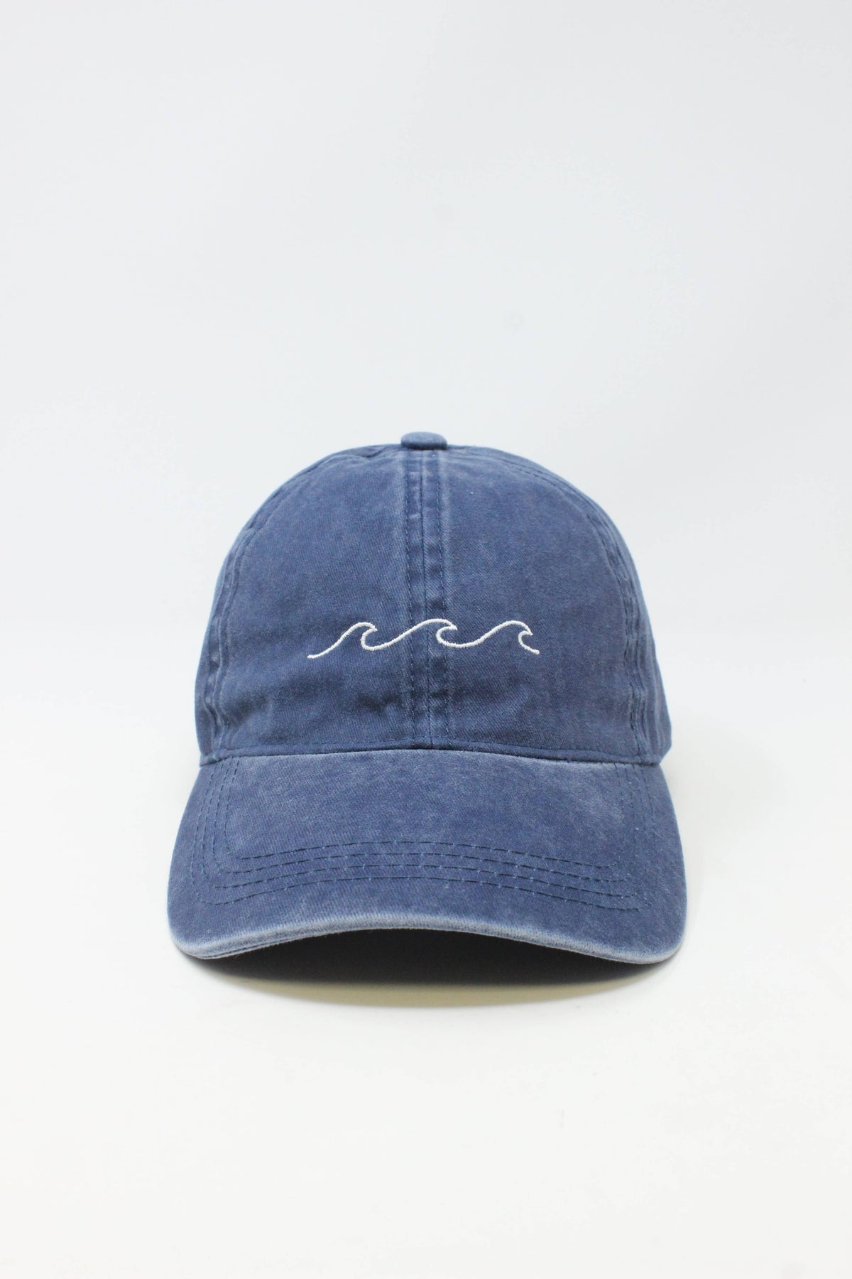 Waves Embroidered Washed Baseball Cap