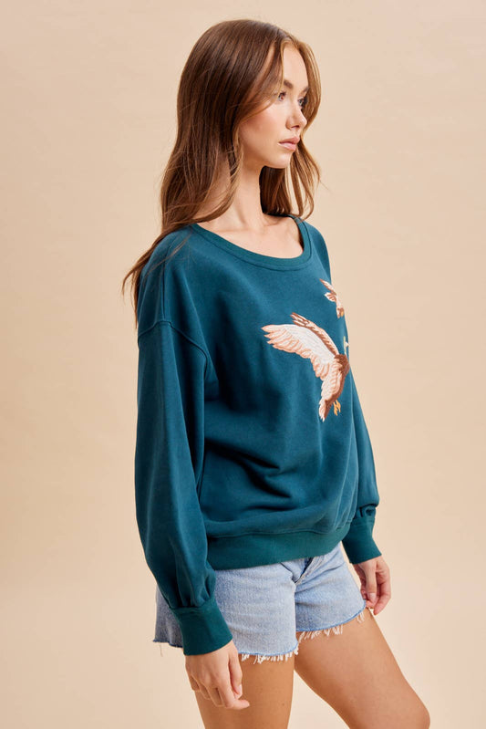 Embroidered Duck Pullover