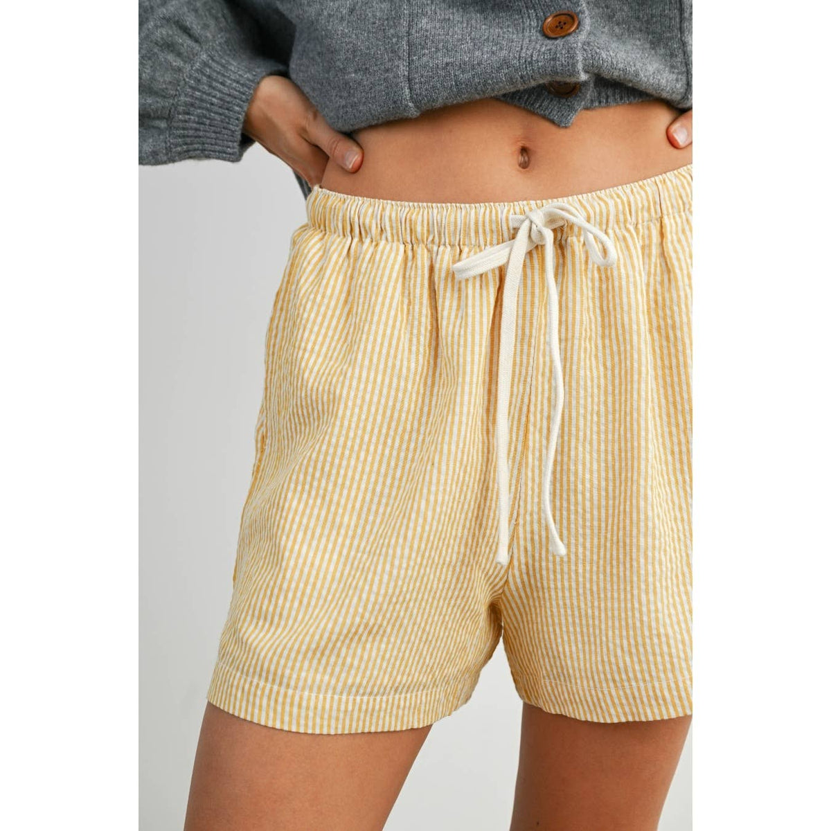 Casual Striped Drawstring Shorts