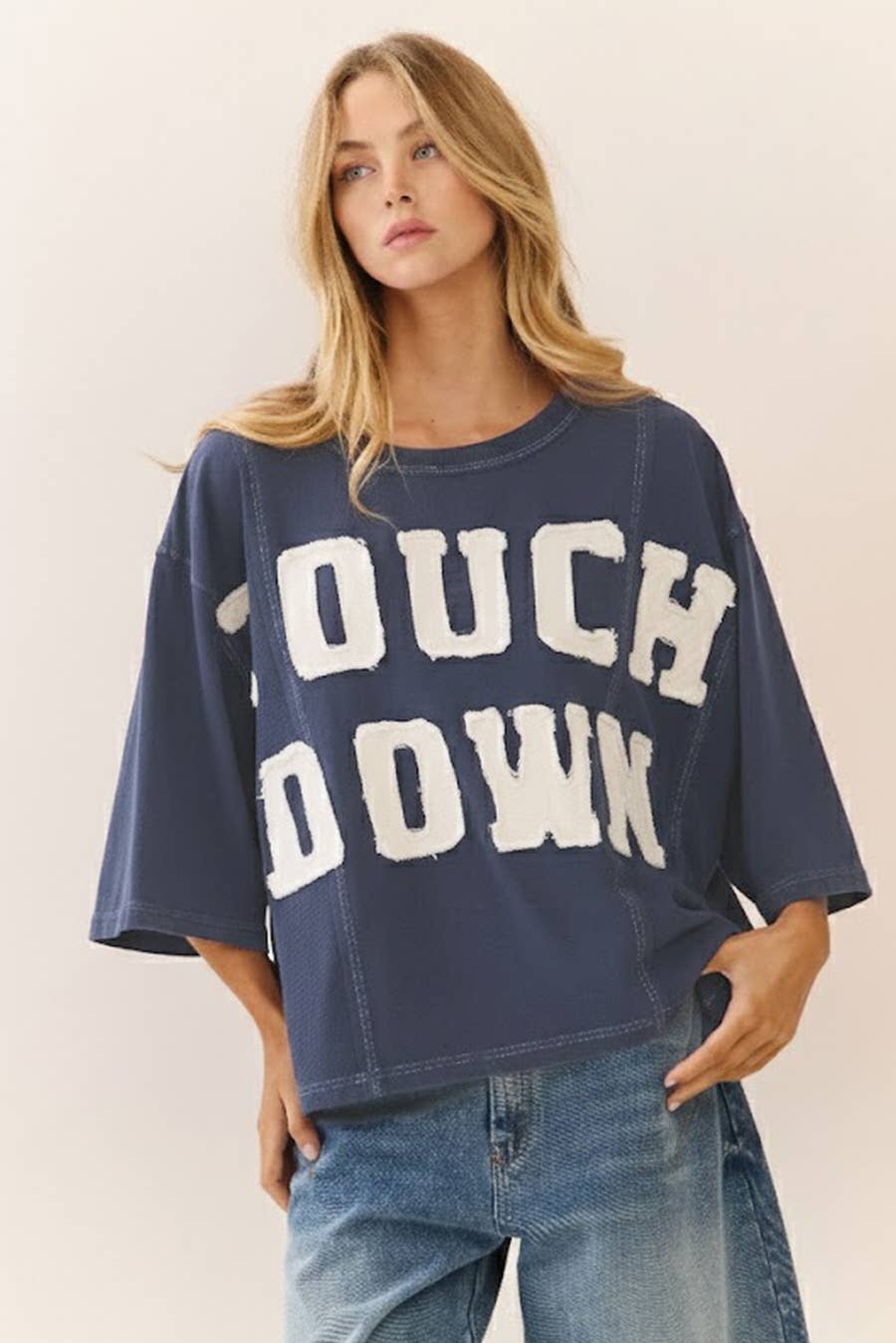Touch Down Acid Wash Sweatshirt Tee