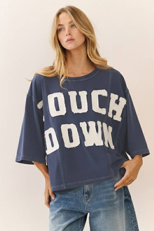 Touch Down Acid Wash Sweatshirt Tee