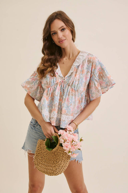 Freshly Bloomed Pastel Floral Blouse