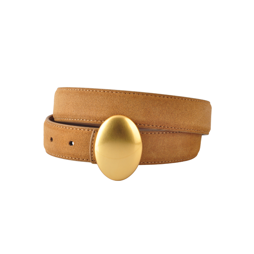 Camel Suede Oval Buckle Belt