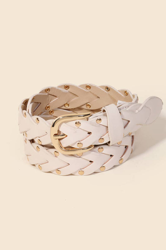 Ivory Braided Studded Belt