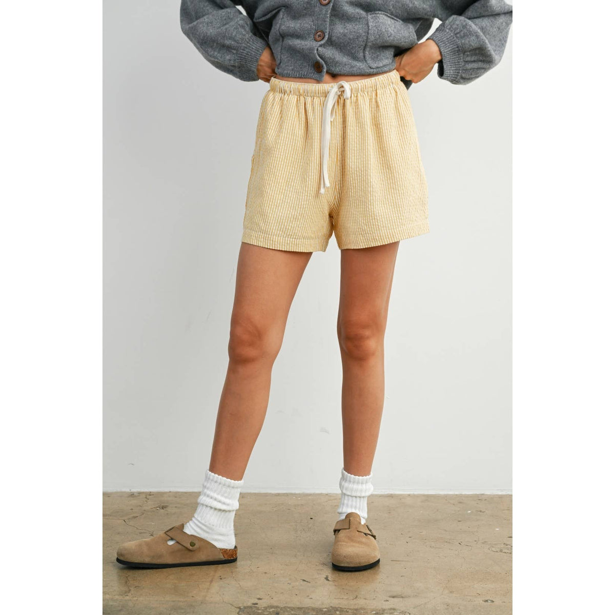 Casual Striped Drawstring Shorts